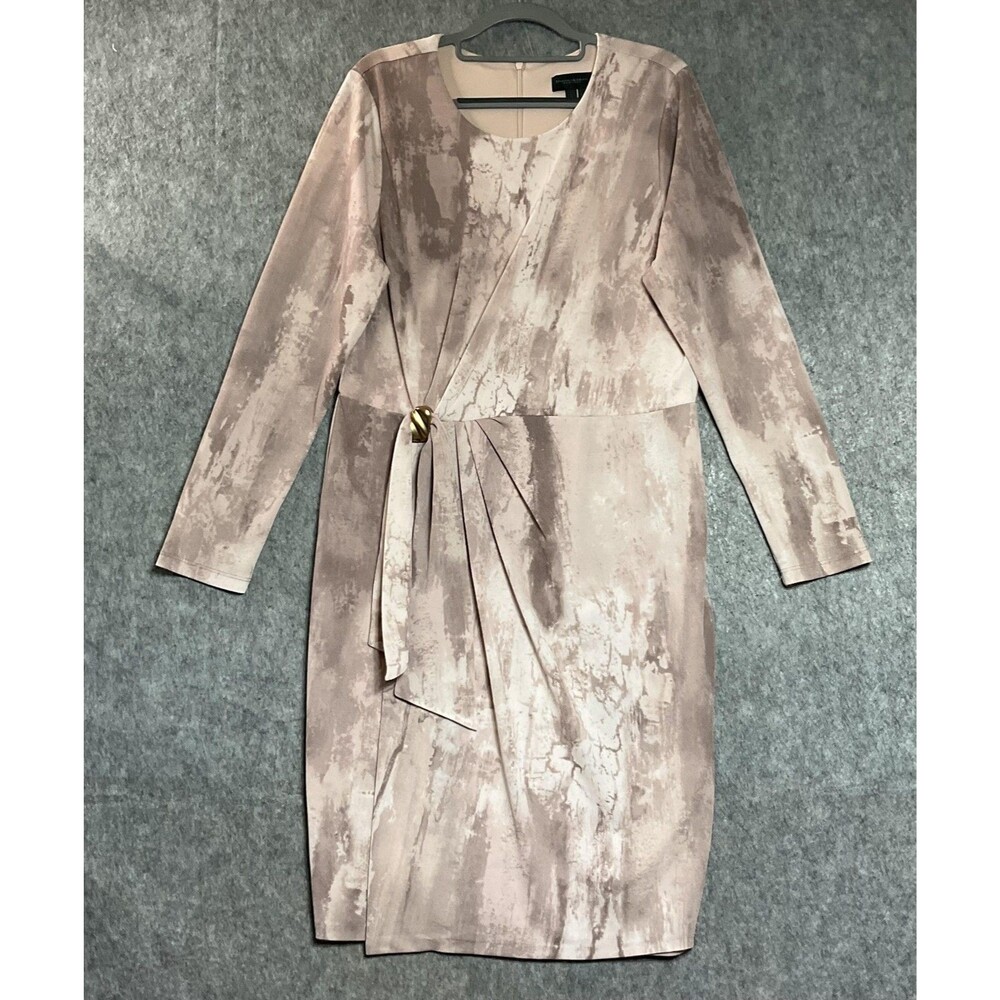 Donna Karan New York Dress Womens Large Blush Abstract Midi Artsy Wedding Party